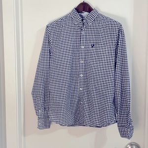 American Eagle Blue Checkered Casual Button Down